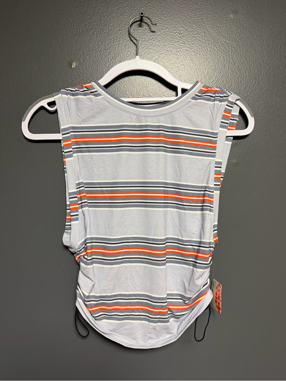 NWT FP Movement Sport Mode Ruched Muscle Top Steel Blue Stripe XS